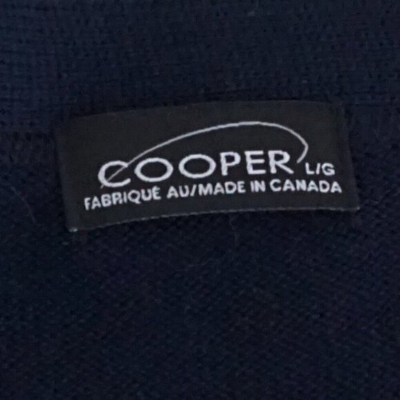 '90s Navy 3D Coogi Biggie Cosby Fine Knit 50% Wool button Up Cardigan Sweater L - Picture 4 of 9